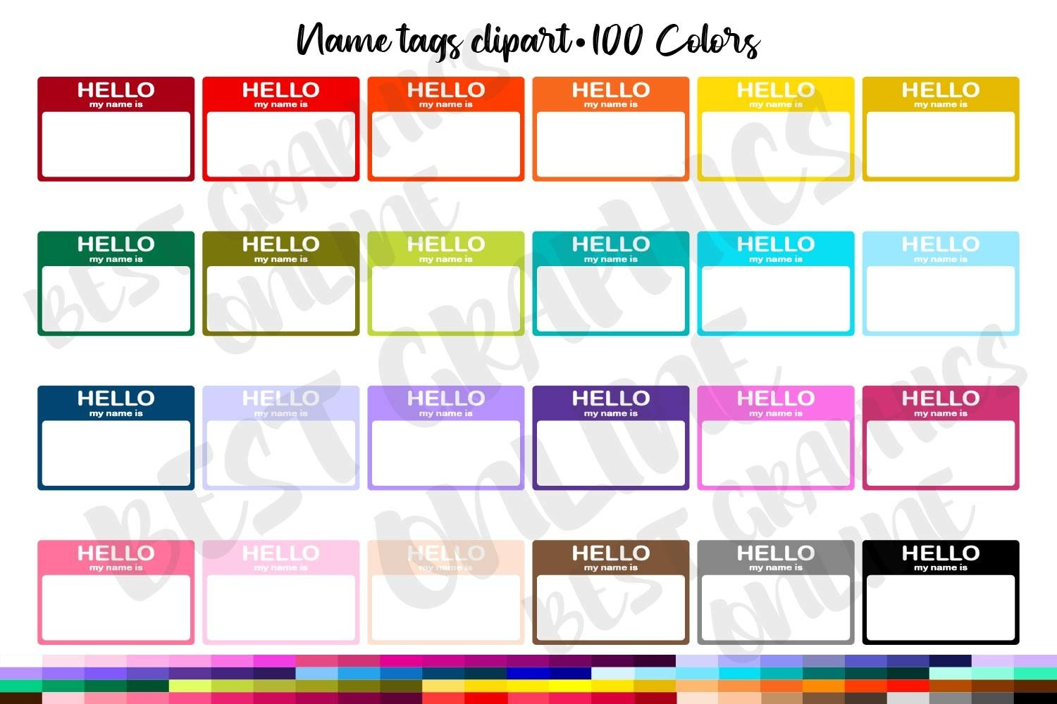 100 Name Tags Clipart, Hello My Name Is Printable Stickers intended for Hello My Name Is Stickers Printable
