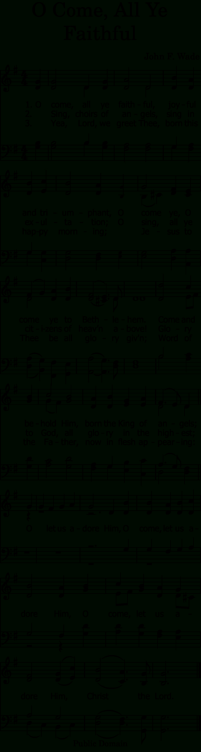1045: O Come, All Ye Faithful — G Major | Mobile Hymns within Words to O Come All Ye Faithful Printable