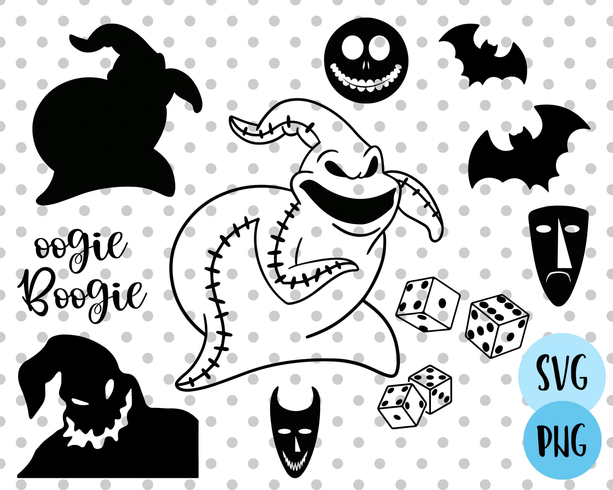 12 Stück, Boogie Mann Svg Bundle - Etsy.de intended for Oogie Boogie Man and Dice Stencil Printable