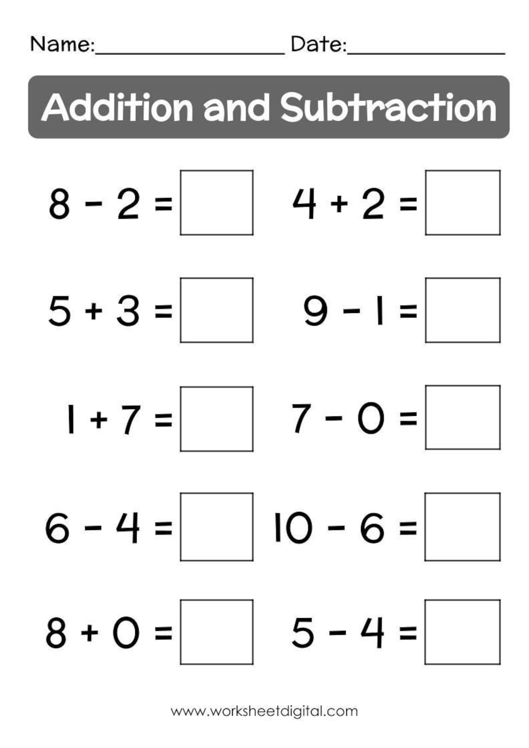 18 Printable Addition Subtraction Up To 10 Worksheets, Printable with regard to Adding And Subtracting Worksheets Printable
