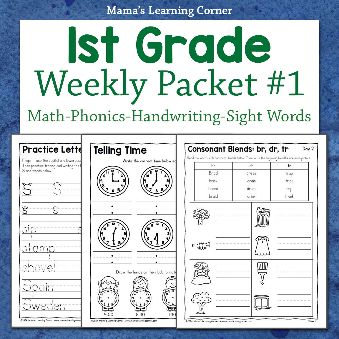 1St Grade Weekly Worksheet Packet #1 - Mamas Learning Corner pertaining to Printable Worksheets For 1st Graders