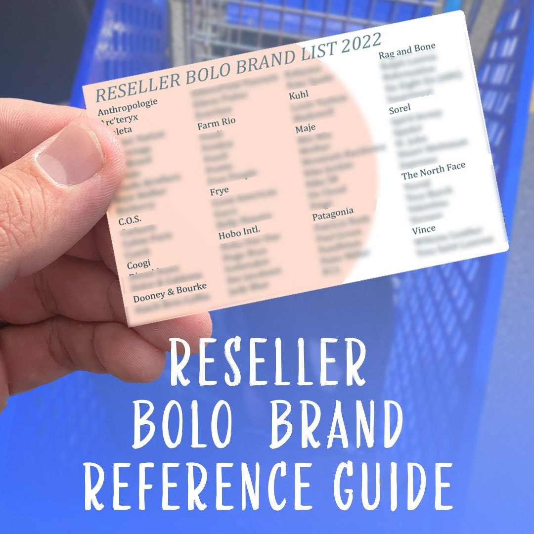 2022 Reseller Bolo Brand Quick Reference Card - Etsy within Printable List of Anthropologie Brands