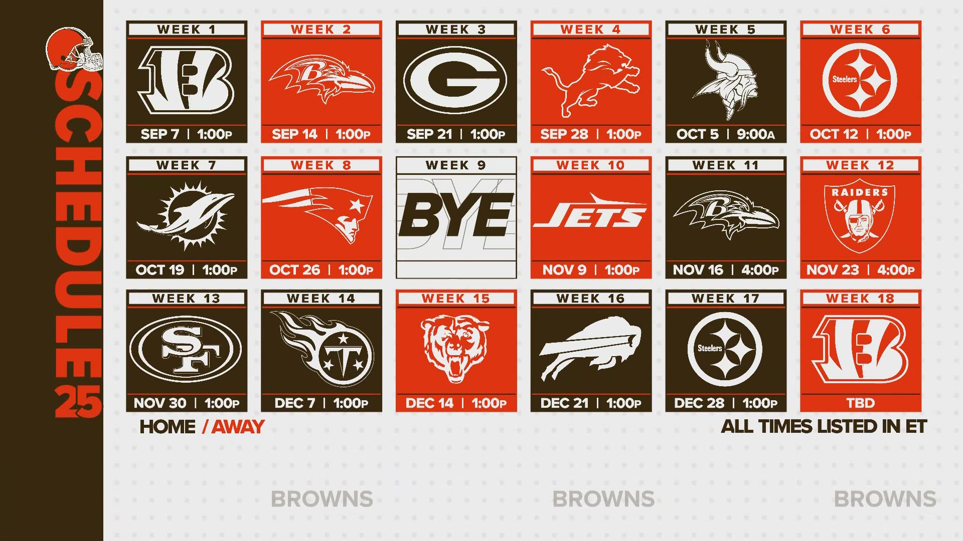 2025 Cleveland Browns Schedule Released: No Scheduled Prime-Time Games For First Time In 8 Years with regard to Printable Cleveland Browns Schedule