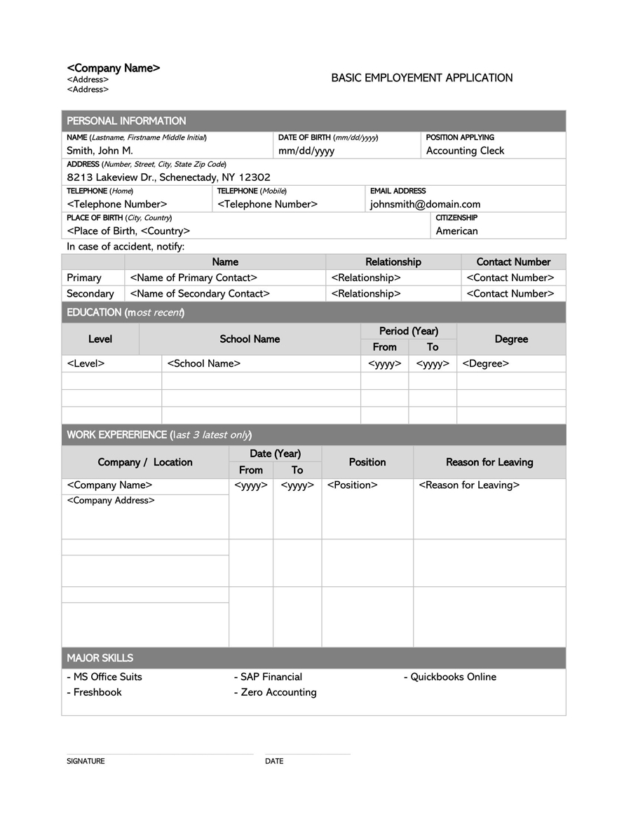 22 Free Job Application Forms (Templates) - Word, Pdf with Employment Application Form Free Printable