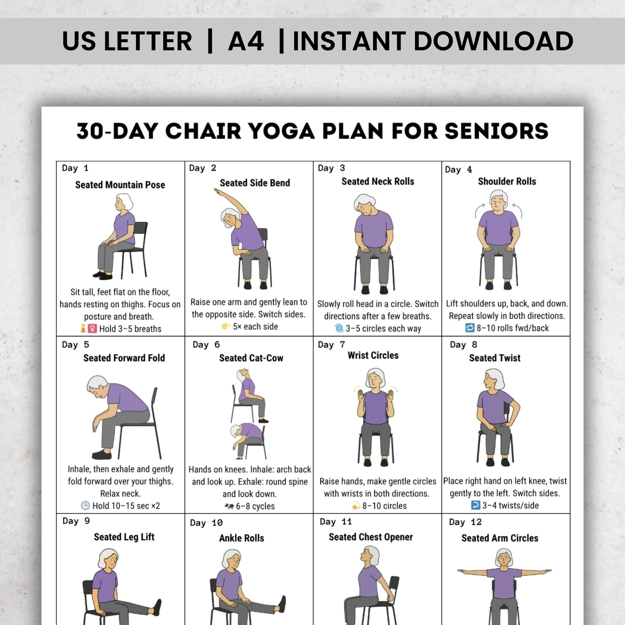 30 Day Chair Yoga For Seniors Challenge, Chair Exercise Guide throughout Printable Chair Yoga For Seniors