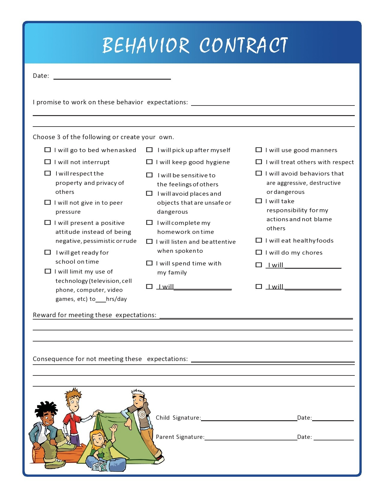 41 Effective Behavior Contract Templates (+Examples) ᐅ Templatelab pertaining to Free Printable Behavior Contracts & Charts