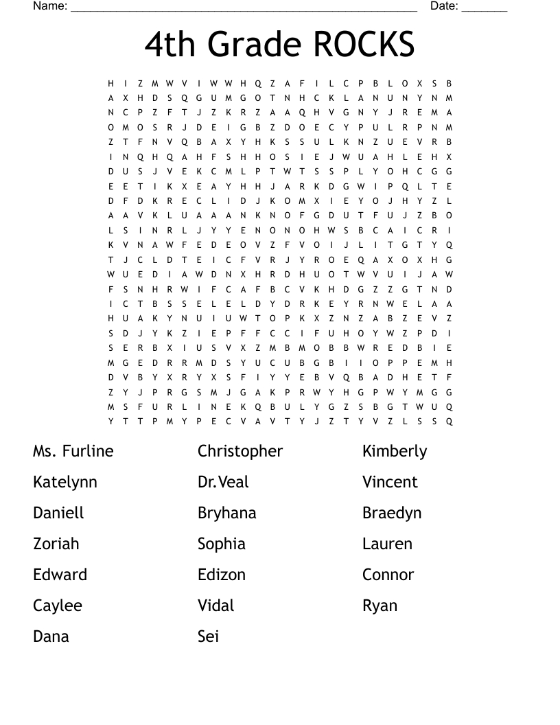 4Th Grade Rocks Word Search - Wordmint inside 4Th Grade Word Search Printable Free