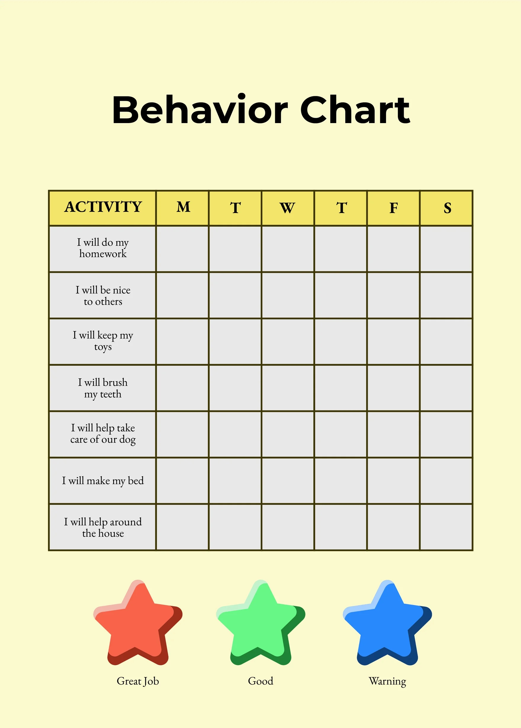 6+ Behavior Chart Templates - Pdf, Doc intended for Free Printable Behavior Charts For School