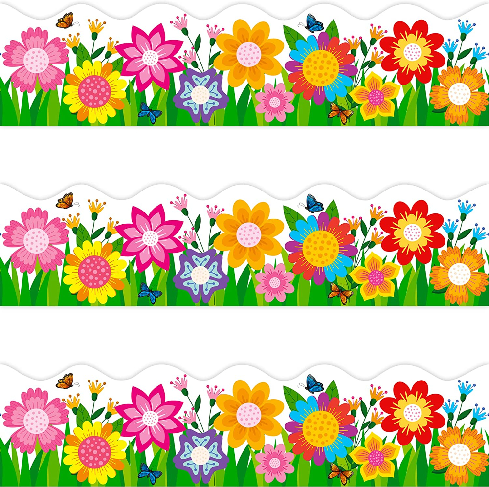 72 Feet Flower Die-Cut Bulletin Board Borders Trim For Classroom pertaining to Printable Flowers For Bulletin Boards