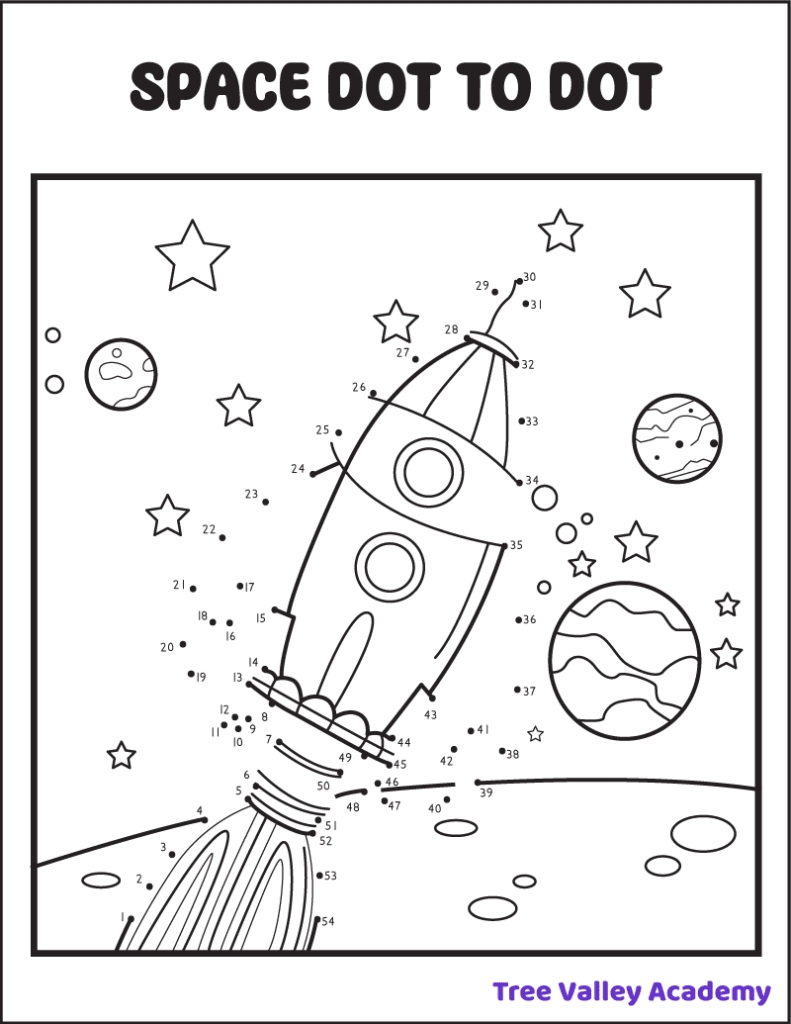 8 Space Dot To Dot Coloring Pages - Tree Valley Academy with regard to Dot to Dot Pages Printable