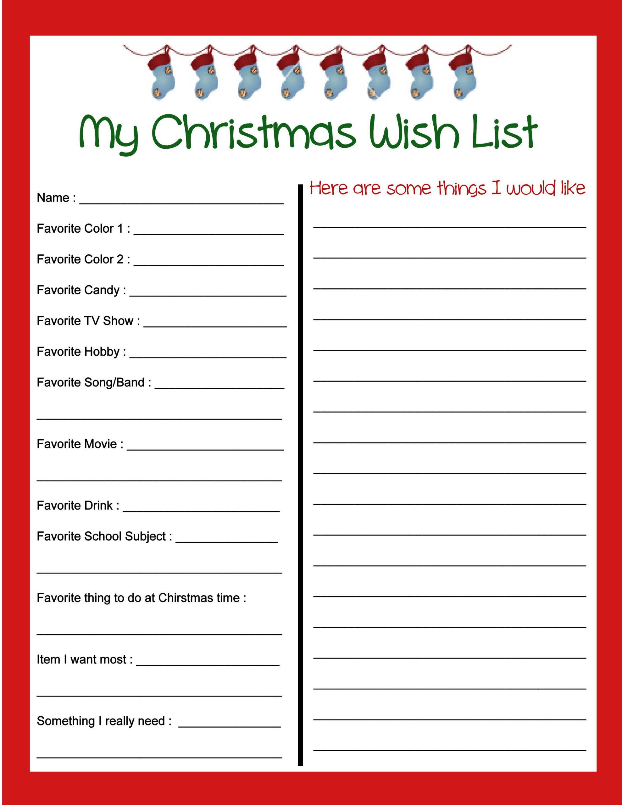 9 Best Christmas List Printable Ideas | Christmas List Printable intended for Free Printable Xmas Wish List