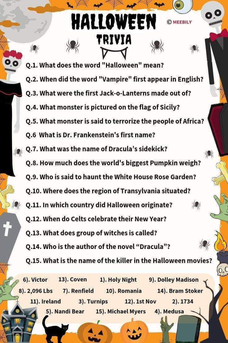 90+ Halloween Trivia Questions & Answers with regard to Printable Halloween Trivia Questions And Answers