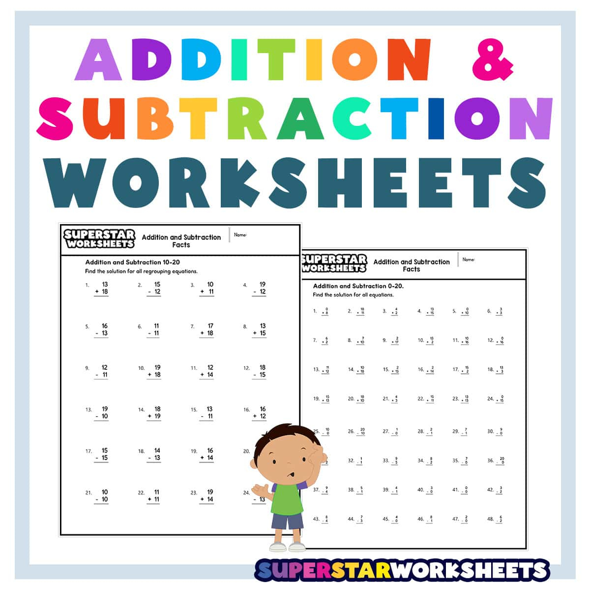 Addition And Subtraction Worksheets - Superstar Worksheets inside Adding and Subtracting Worksheets Printable