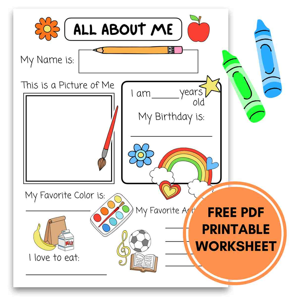 All About Me Printable Preschool Worksheet (Free Pdf) - Mindymakes with Printable All About Me Template