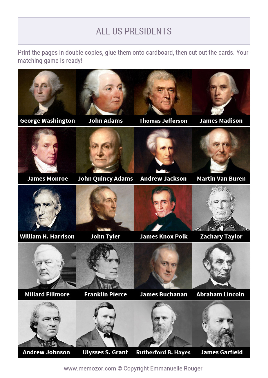 All Us Presidents In Order - Pictures And Names | Memozor regarding Printable List of Presidents in Order with Pictures