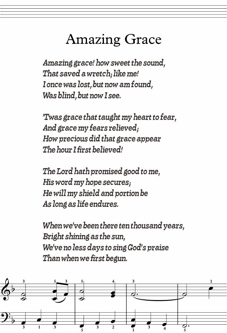 Amazing Grace Lyrics - 5 Free Pdf Printables | Printablee in Words To Amazing Grace Printable