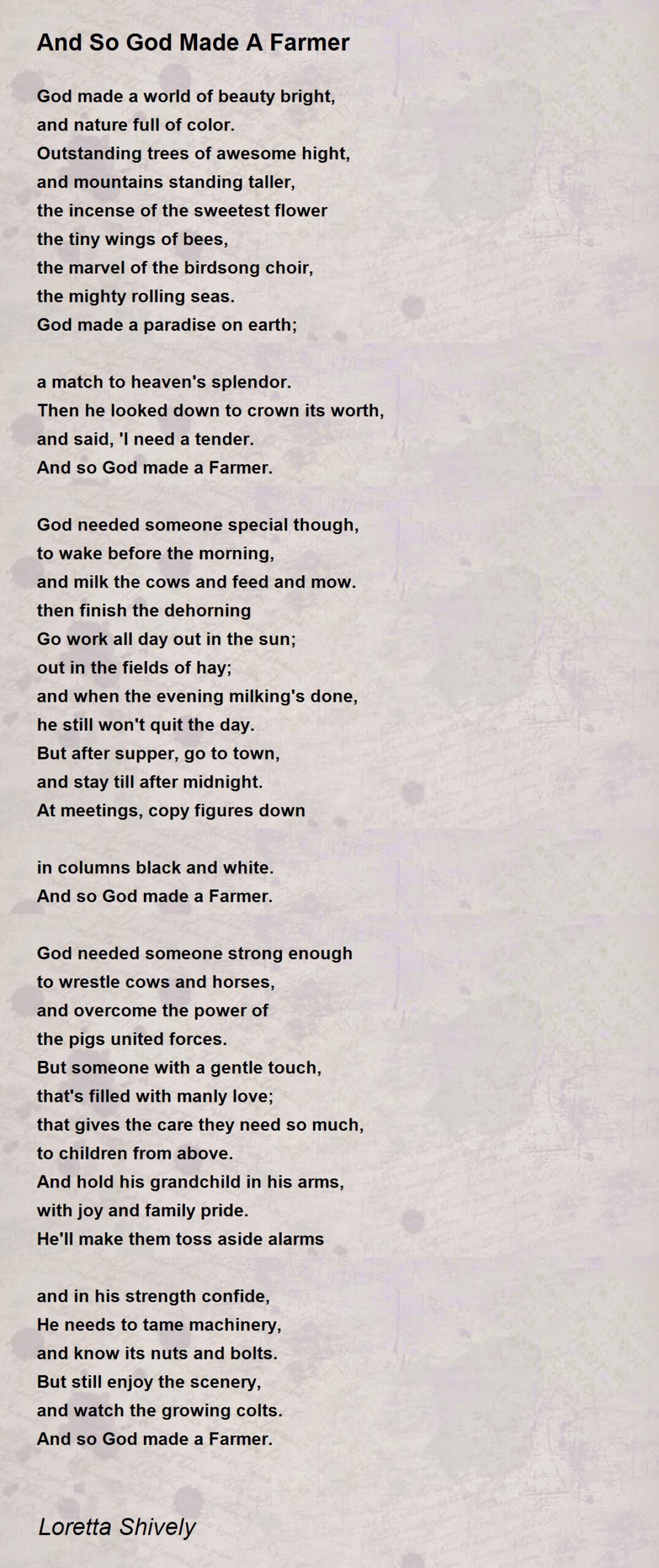 And So God Made A Farmer - And So God Made A Farmer Poem with regard to So God Made A Farmer Printable Poem