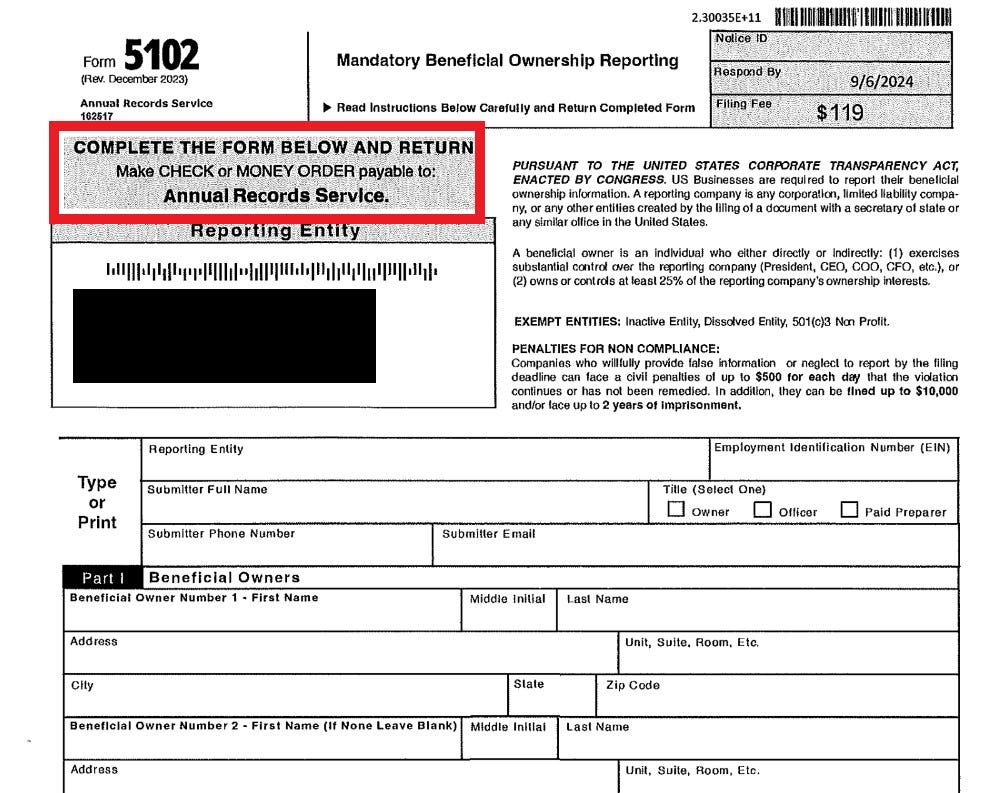 Beware: Cta, Ein, And Other Phishing Scams pertaining to Printable Annual Records Service Form 5102