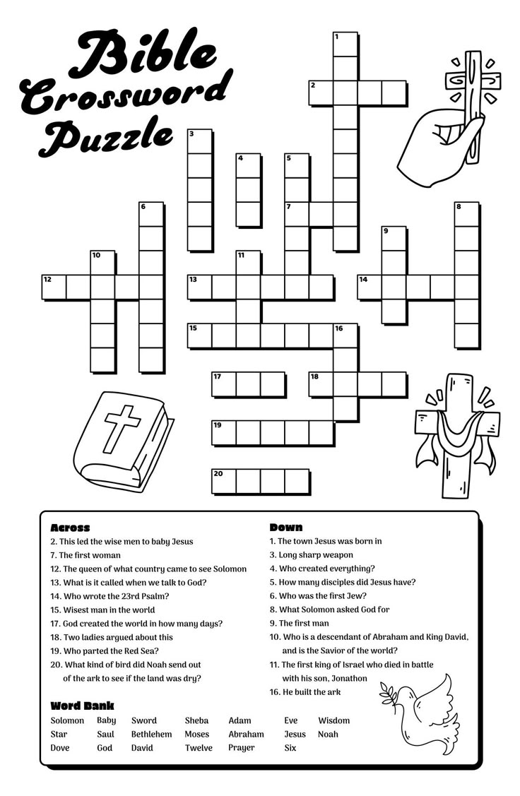 Bible Crossword Puzzle - 6 Free Pdf Printables | Printablee in Free Printable Biblical Crossword Puzzles