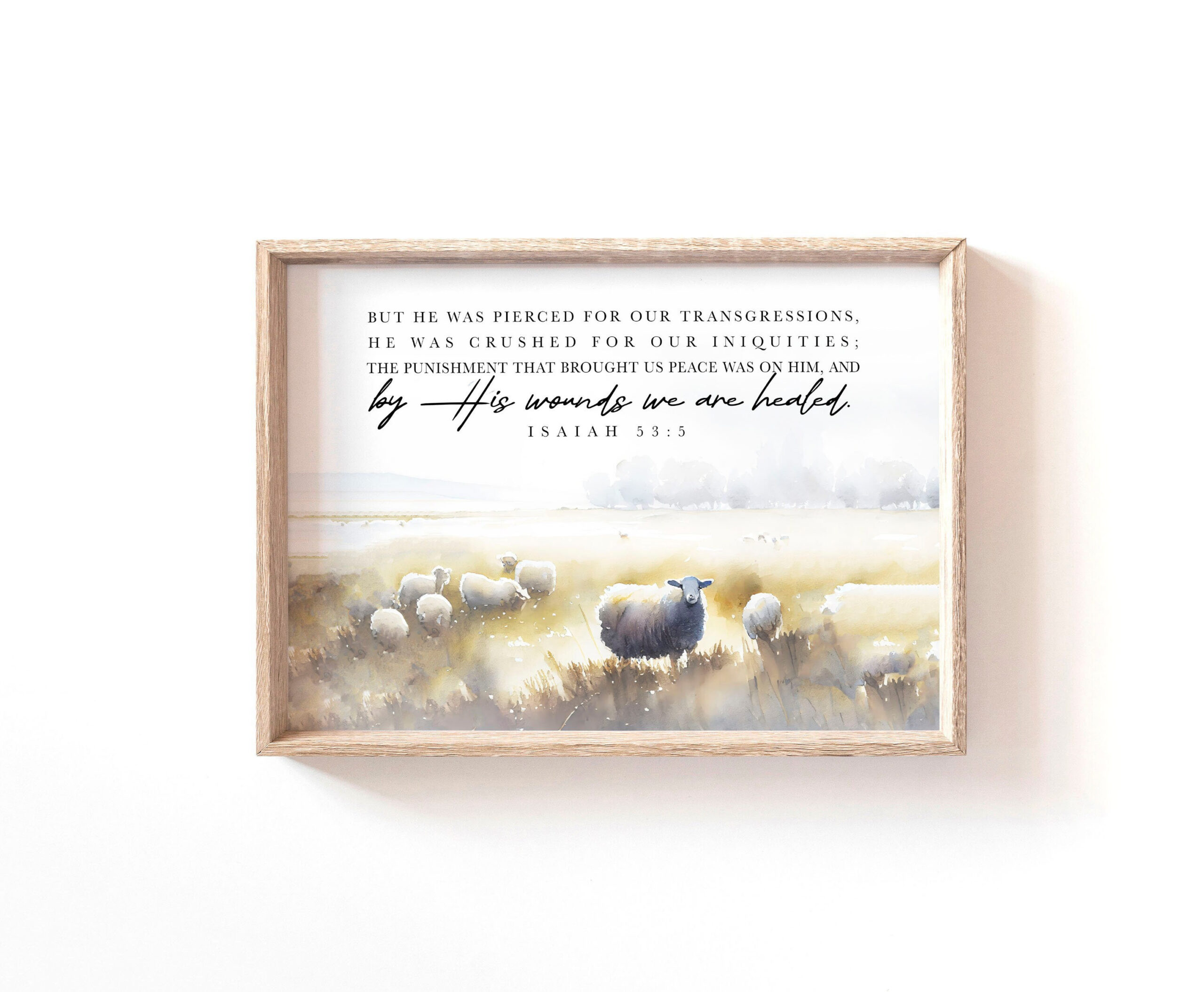 Bible Verse Printable Wall Art Isaiah 53:5, Religious Easter within Isaiah 53:5 Printable Gospel Project