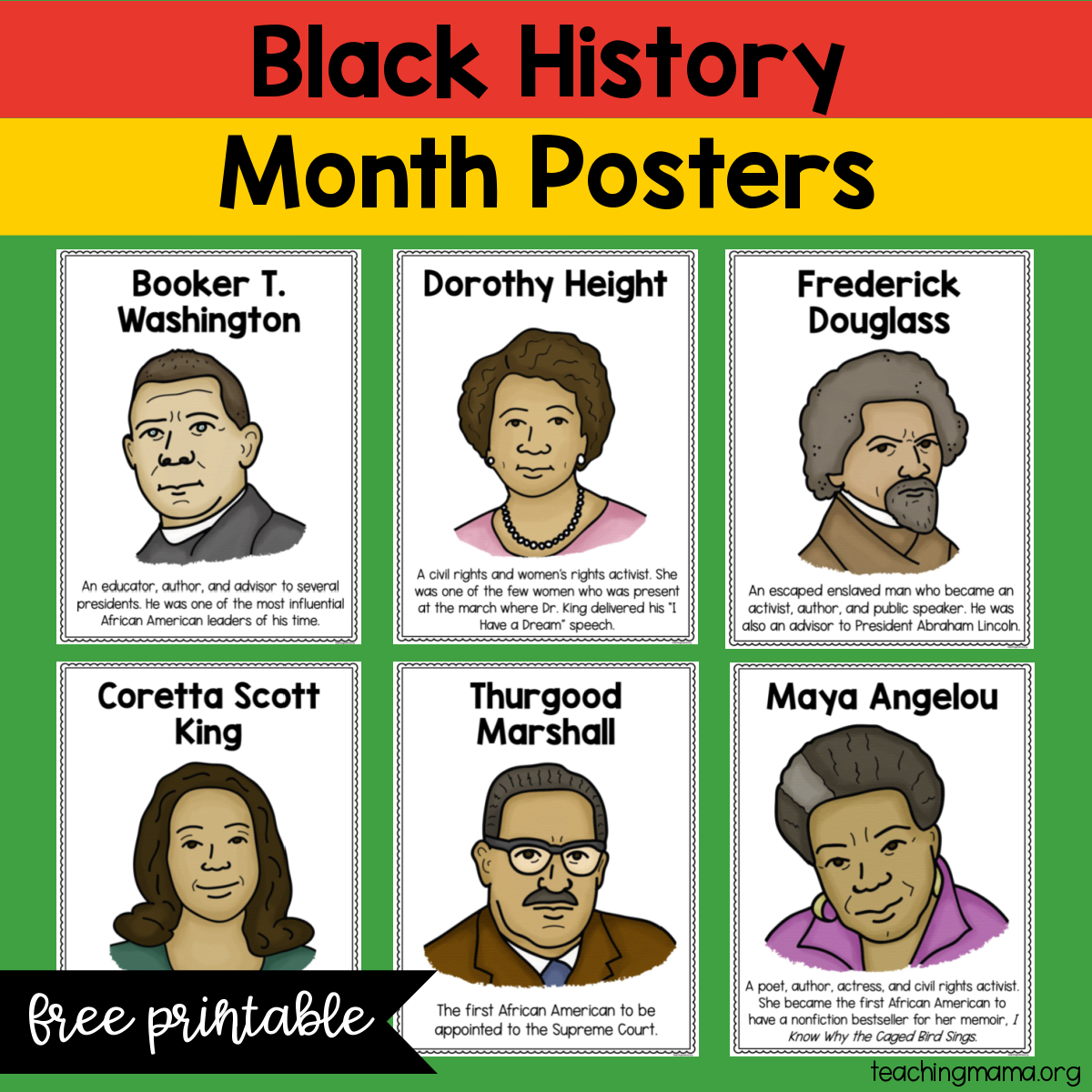 Black History Month Posters - Free Printable - Teaching Mama with Printable Black History Month Posters