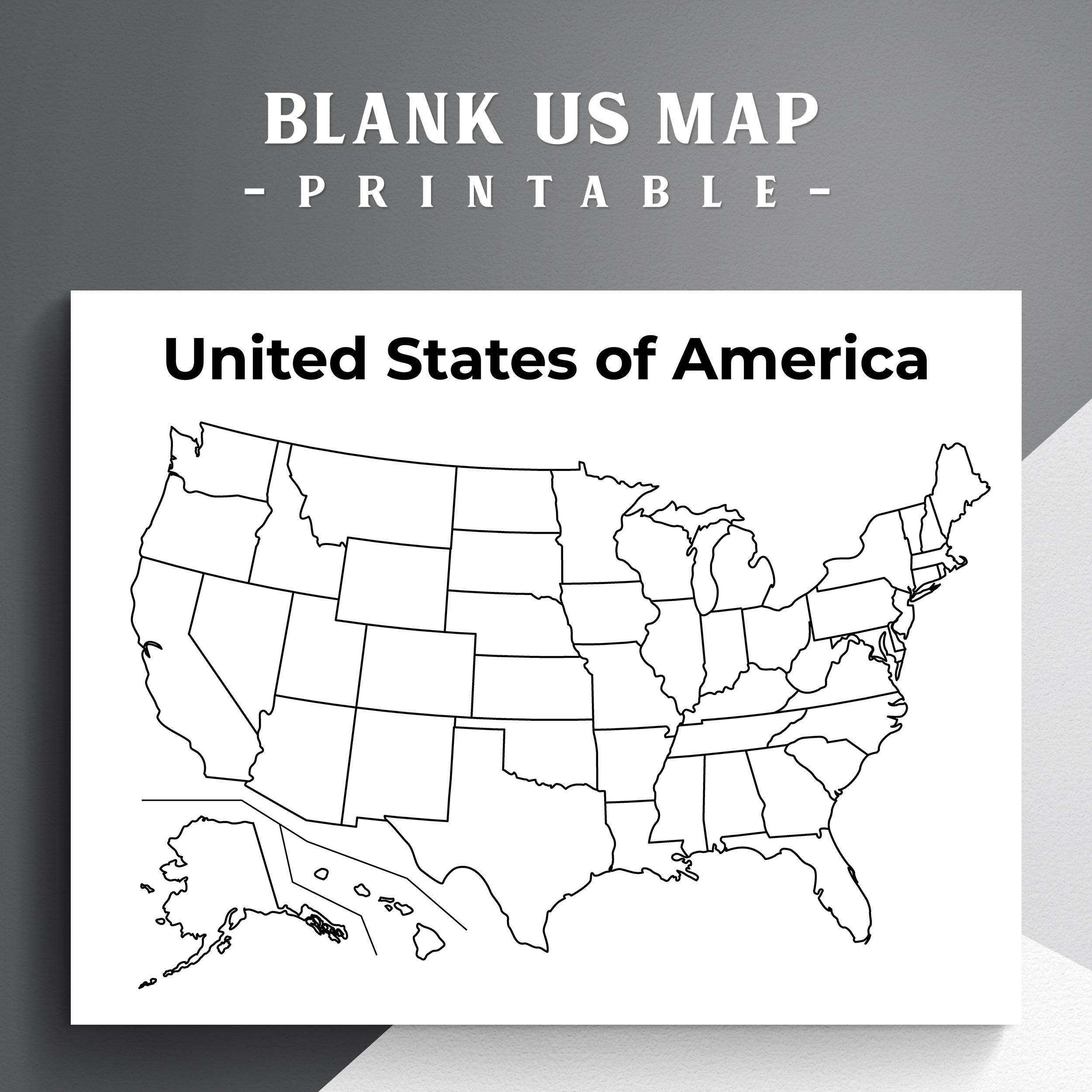 Blanko Landkarte Der Usa Zum Ausmalen (Pdf) - Etsy.de inside Printable Blank Map Of The United States