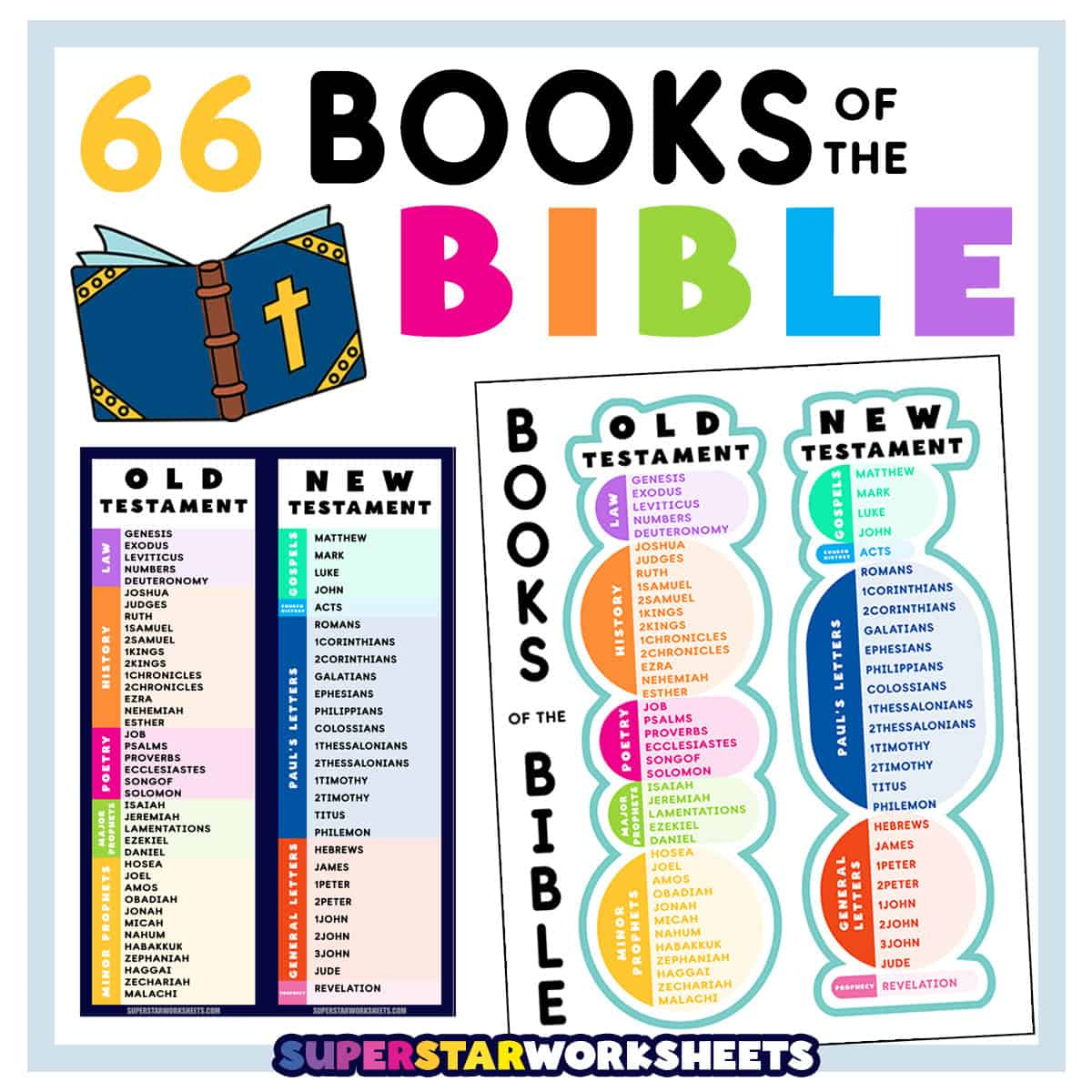 Books Of The Bible List - Superstar Worksheets with Free Printable Books of the Bible List