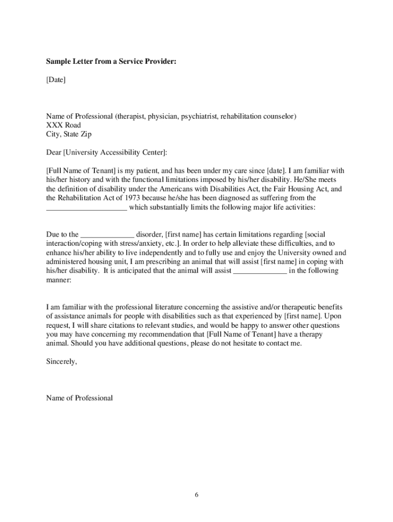 Byu Service And Formrapyemotional Support Animal - Fill Online inside Printable Free Emotional Support Animal Letter