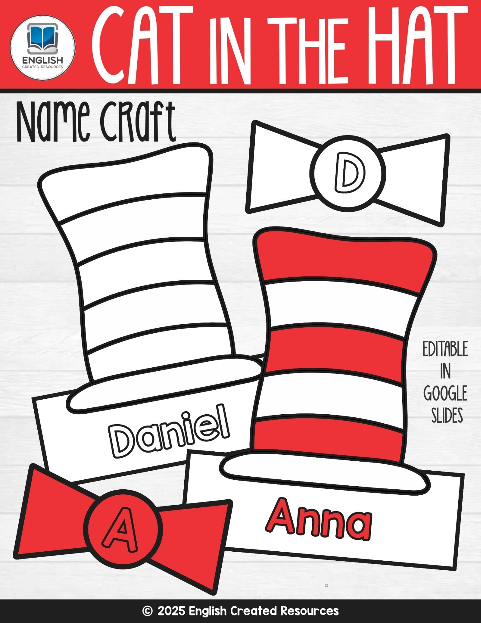 Cat In The Hat Name Craft - English Created Resources in Cat in the Hat Printable