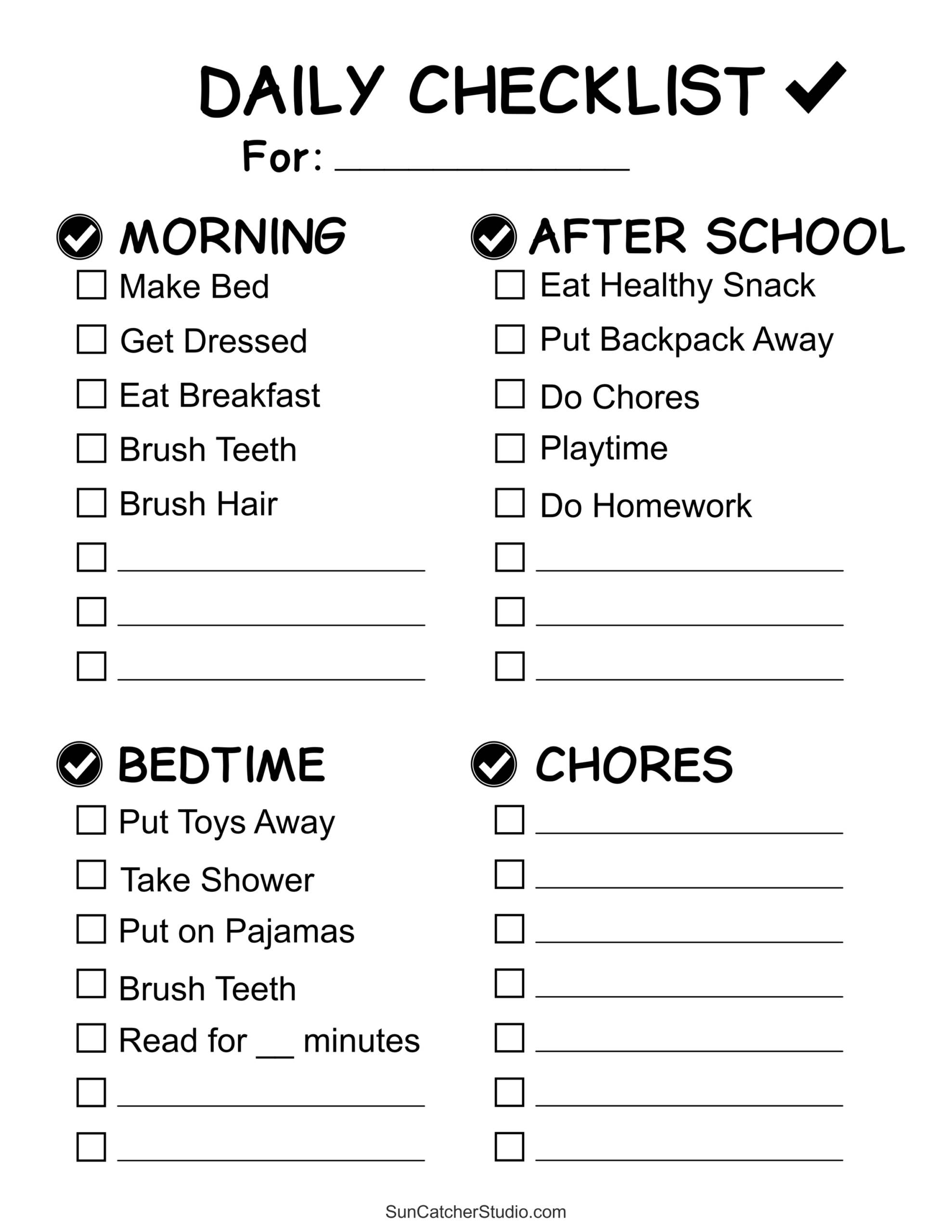 Chore Charts (Printable, Editable Daily & Weekly Templates) – Free within Pdf Free Printable Chore Charts