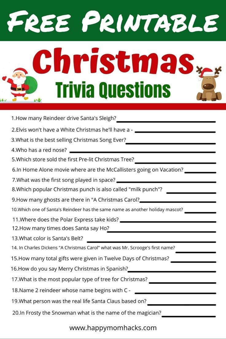 Christmas Trivia Quiz Questions & Answers For Kids Free Printable intended for Free Christmas Trivia Game Printable