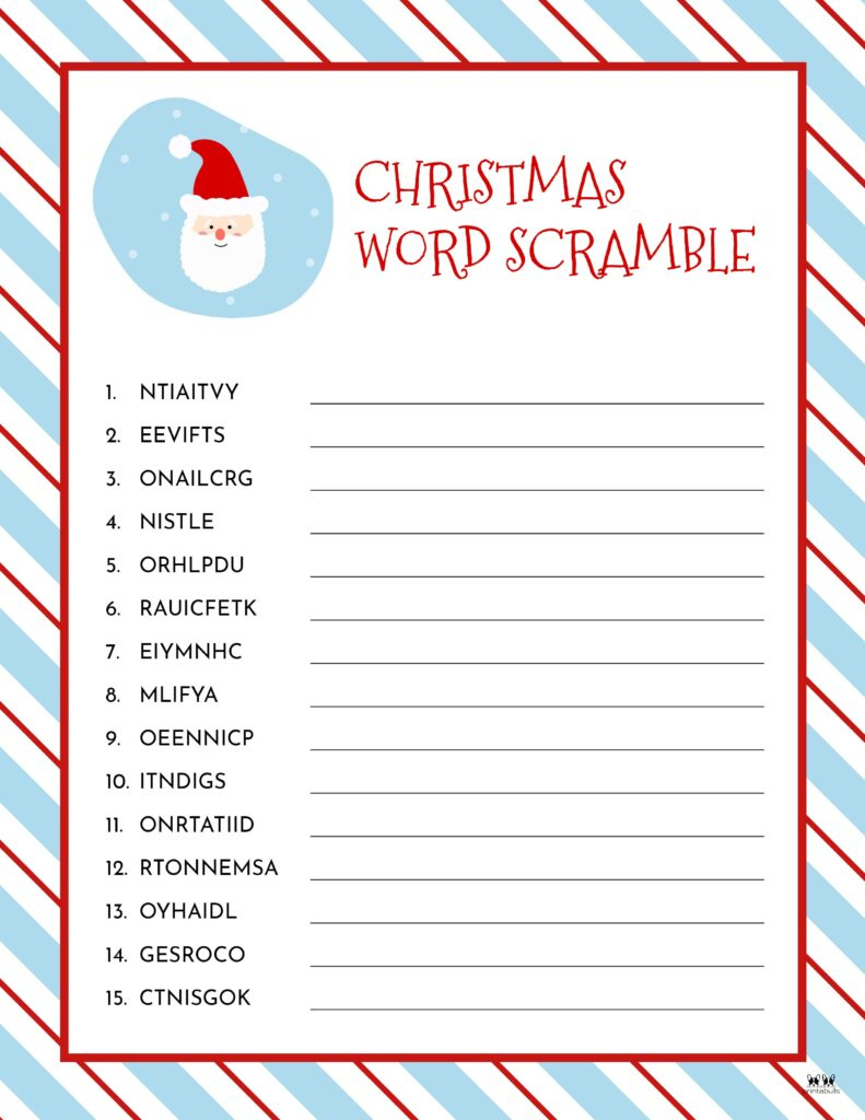 Christmas Word Scrambles - 15 Free Printables | Printabulls for Free Christmas Word Scramble Printable