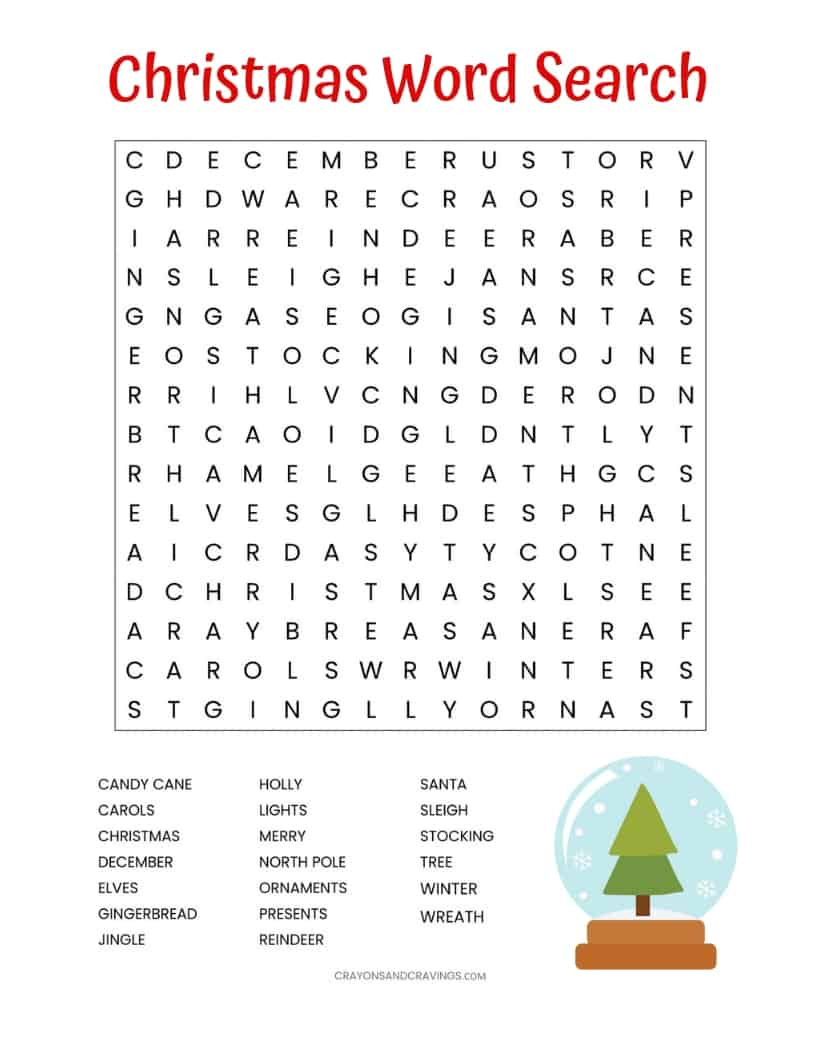 Christmas Word Search Printable (For Kids Or Adults) throughout Free Word Search Christmas Printable