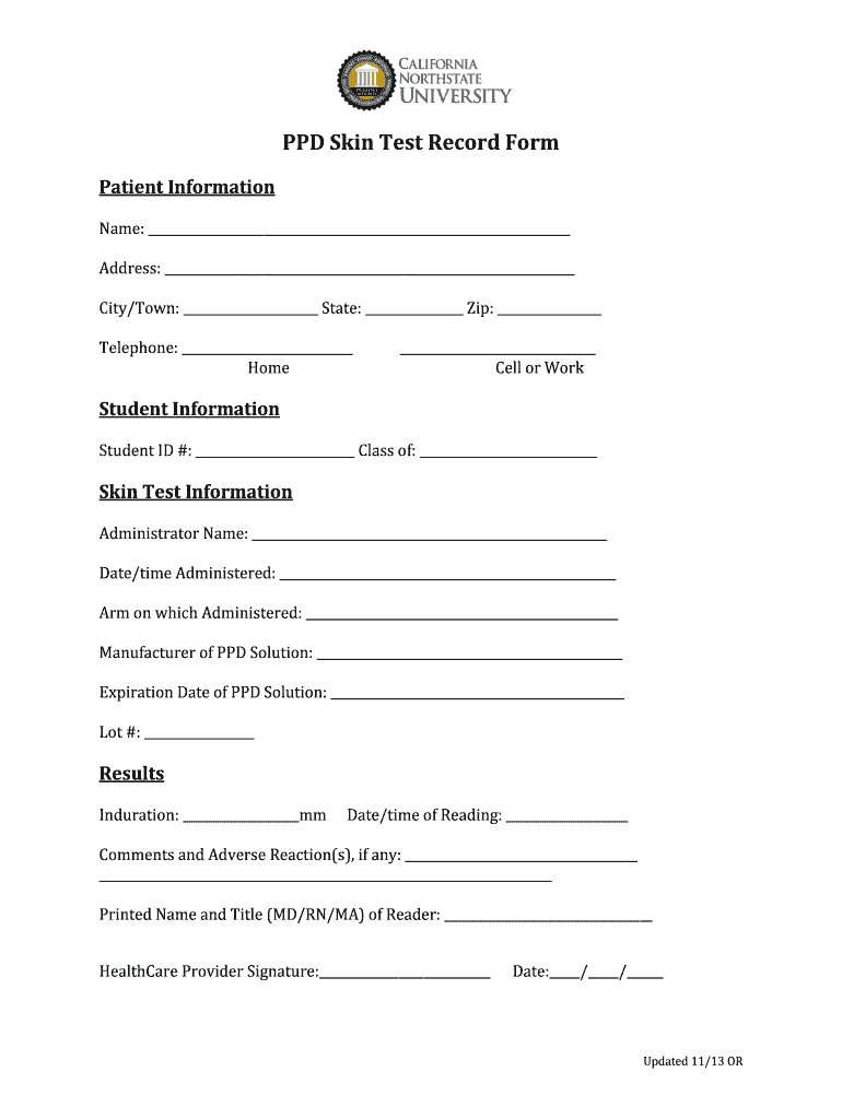Cnucop Ppd Skin Test Record Form - Fill Online, Printable within Free Printable Tb Test Form
