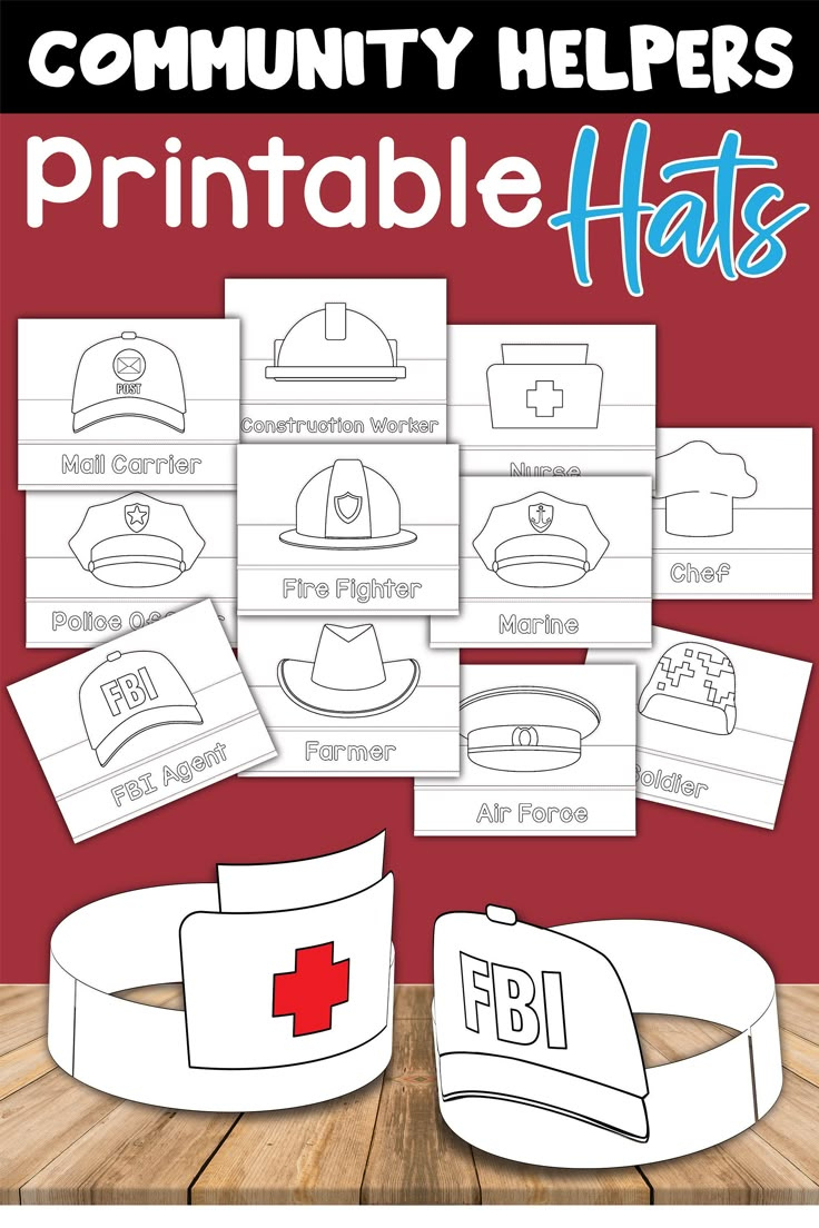 Community Helpers Printable Hats within Free Printable Community Helper Hats