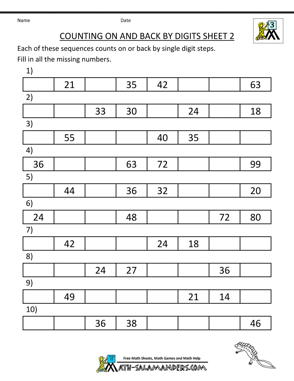 Counting On And Back Worksheets 3Rd Grade with Printable Activities For Third Graders