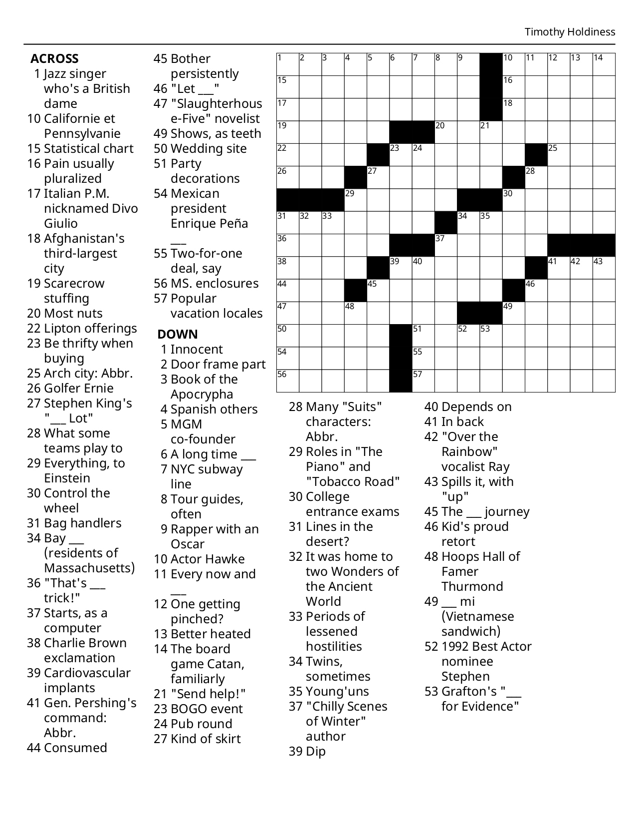 Crossword Puzzles | The Bogalusa Daily News within Free Printable Daily Crossword Puzzles