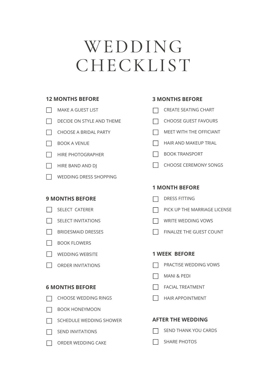 Customize 204+ Wedding Checklists Templates Online - Canva pertaining to Wedding To Do List Printable