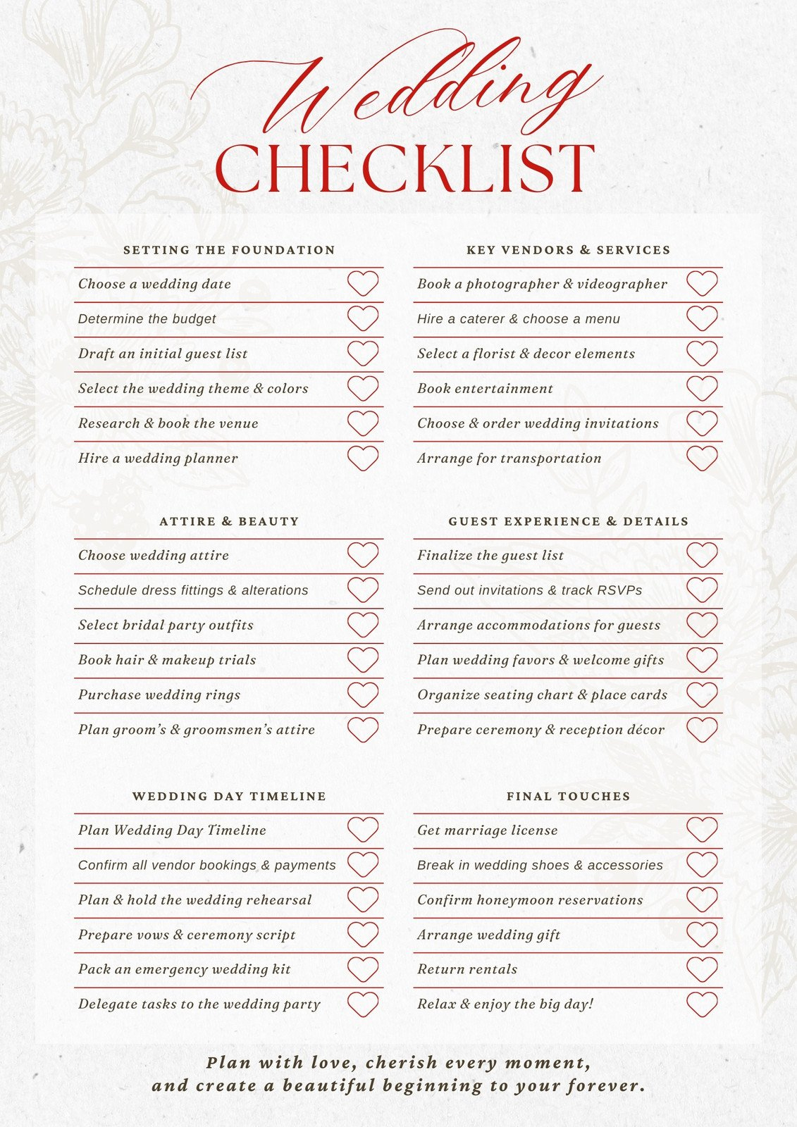 Customize 204+ Wedding Checklists Templates Online - Canva regarding Wedding to Do List Printable