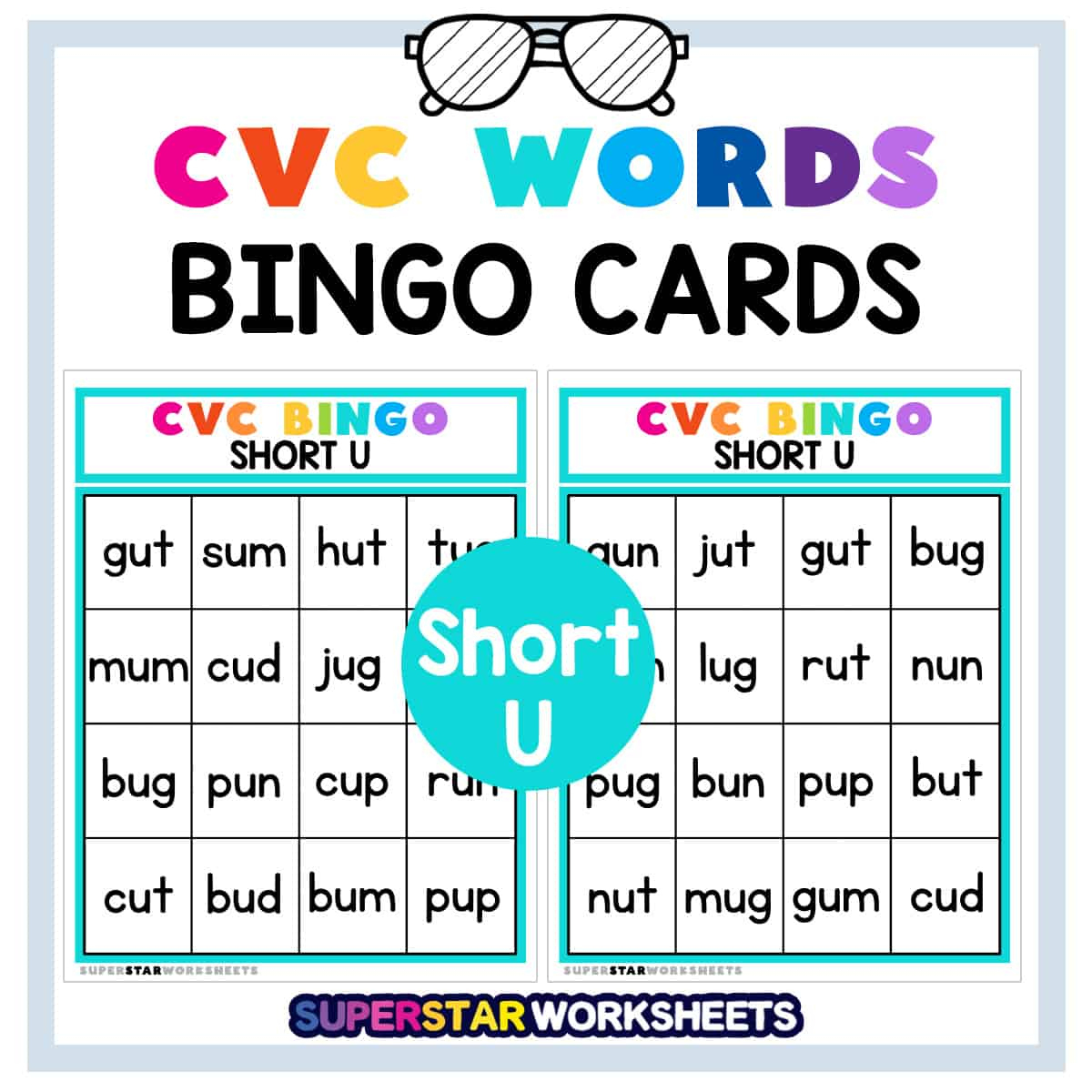 Cvc Word Bingo - Superstar Worksheets intended for Sight Word Bingo Printable Free Download