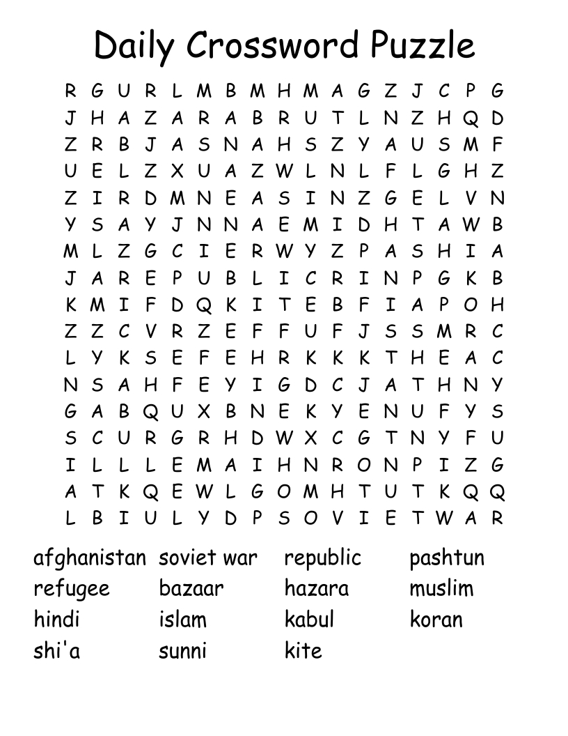 Daily Crossword Puzzle Word Search - Wordmint throughout Free Daily Crossword Puzzles Printable