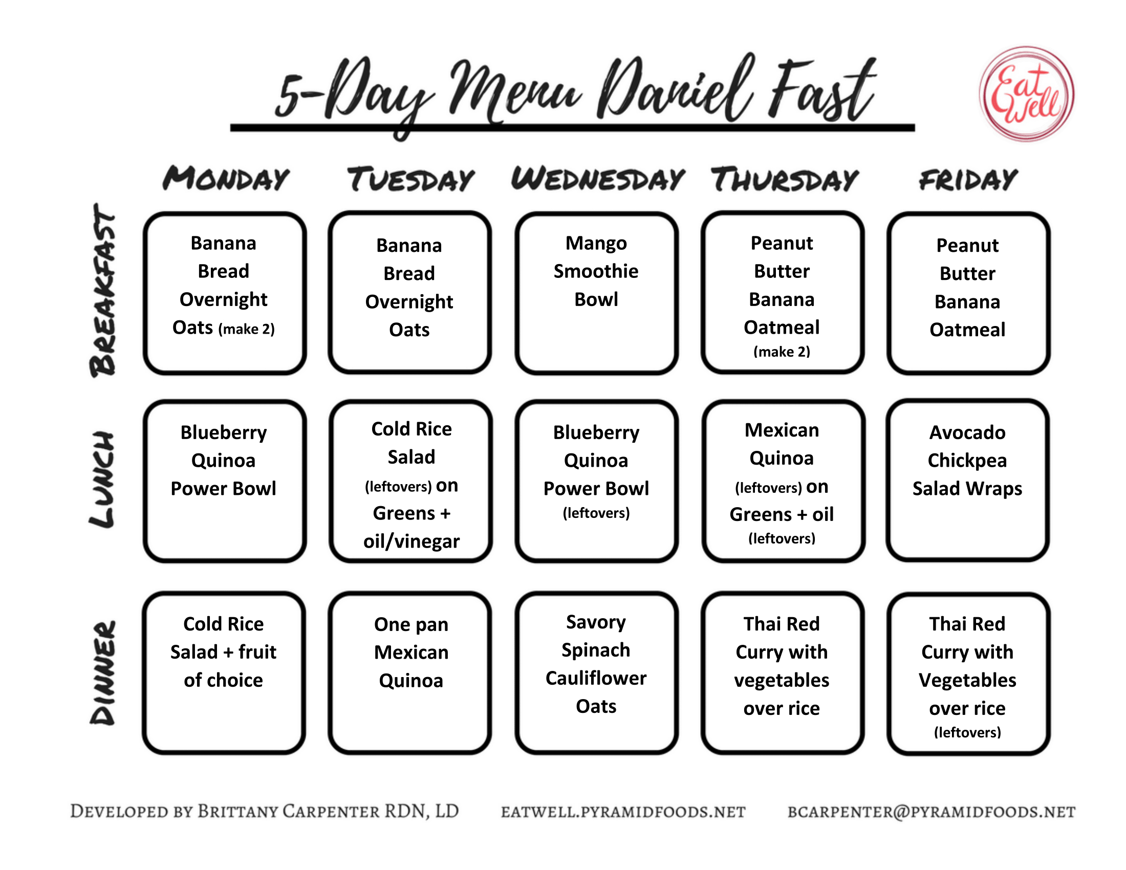 Daniel Fast {2} 5-Day Menus With Recipes – Eatwell Price Cutter regarding Printable Daniel Fast Meal Plan