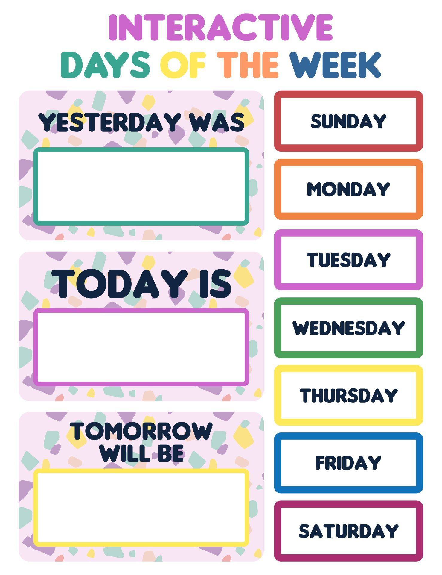 Days Of The Week Chart - 10 Free Pdf Printables | Printablee with Days Of The Week Chart Printable