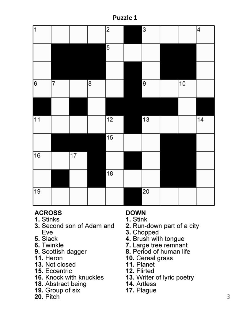 Digital Download 100 Printable Crossword Puzzles For Adults, Fun intended for Large Print Easy Crossword Puzzles Printable