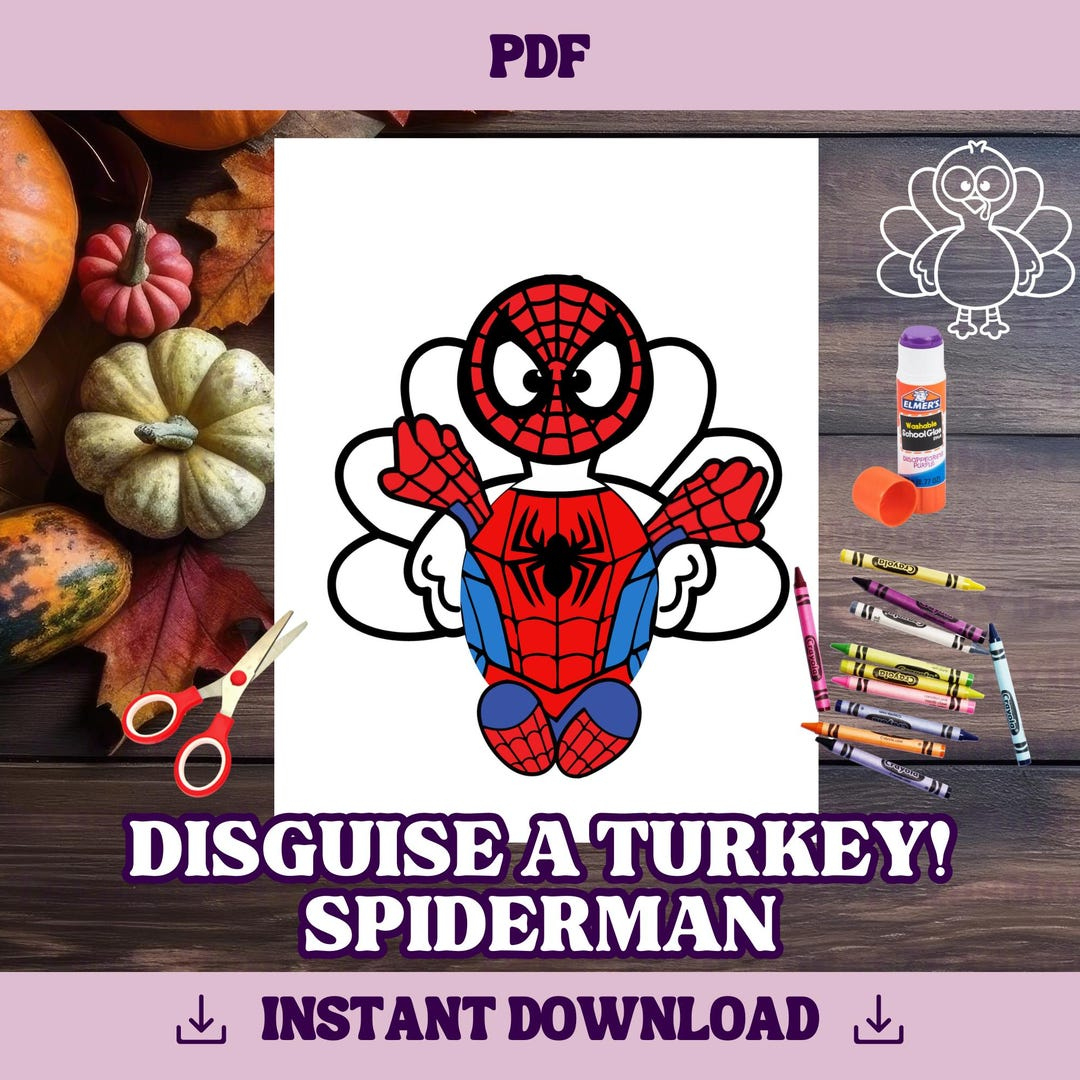 Disguise A Turkey-Spiderman Template | Thanksgiving Craft within Turkey In Disguise Spiderman Template Printable