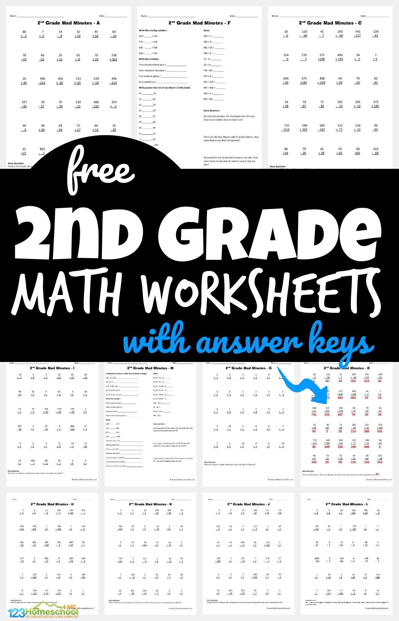 ✏️ Free Printable 2Nd Grade Math Minutes Worksheets Pdf inside Free Printable 2Nd Grade Math Worksheets