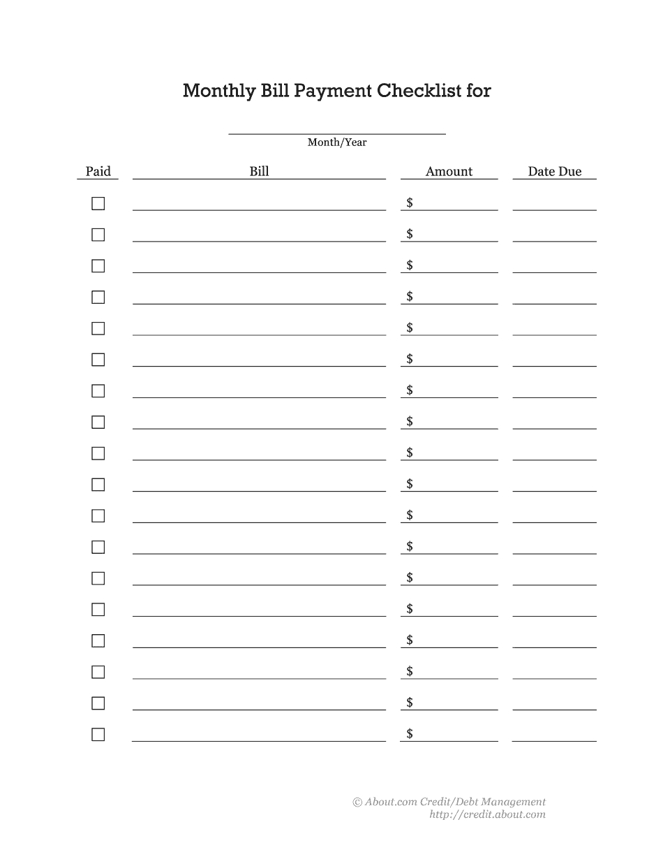 Edit & Download Printable Monthly Bill Payment Log with Printable Monthly Bill Payment Log
