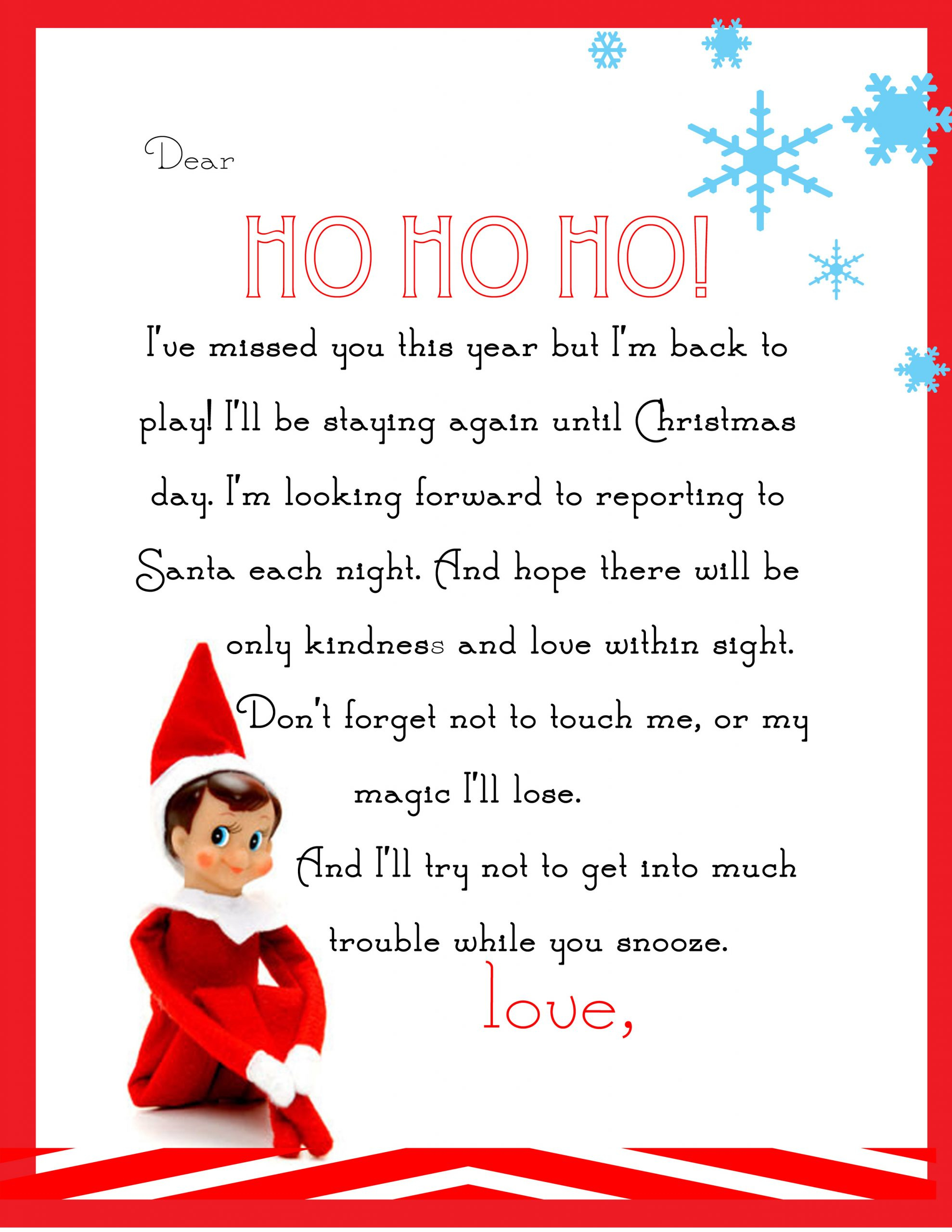 Elf On The Shelf Letter {Free Printable} regarding Elf On The Shelf I'M Back Letter Free Printable