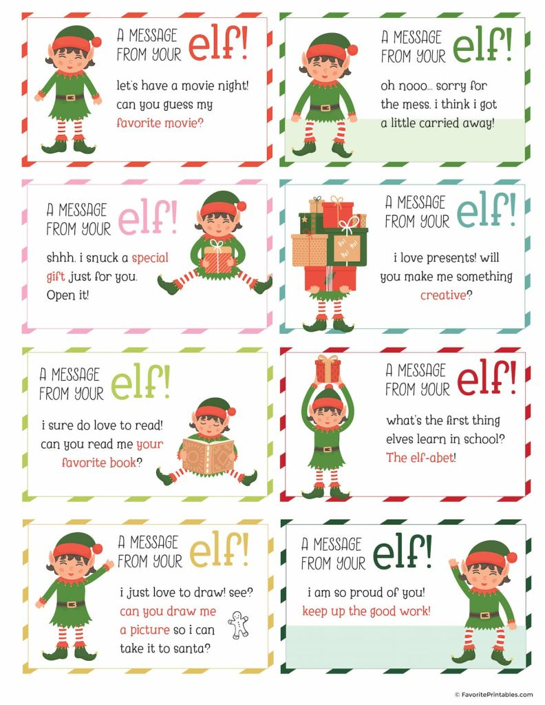 Elf On The Shelf Notes And Jokes, Free Printable Set Of 24 Cards within Elf on the Shelf Free Printables