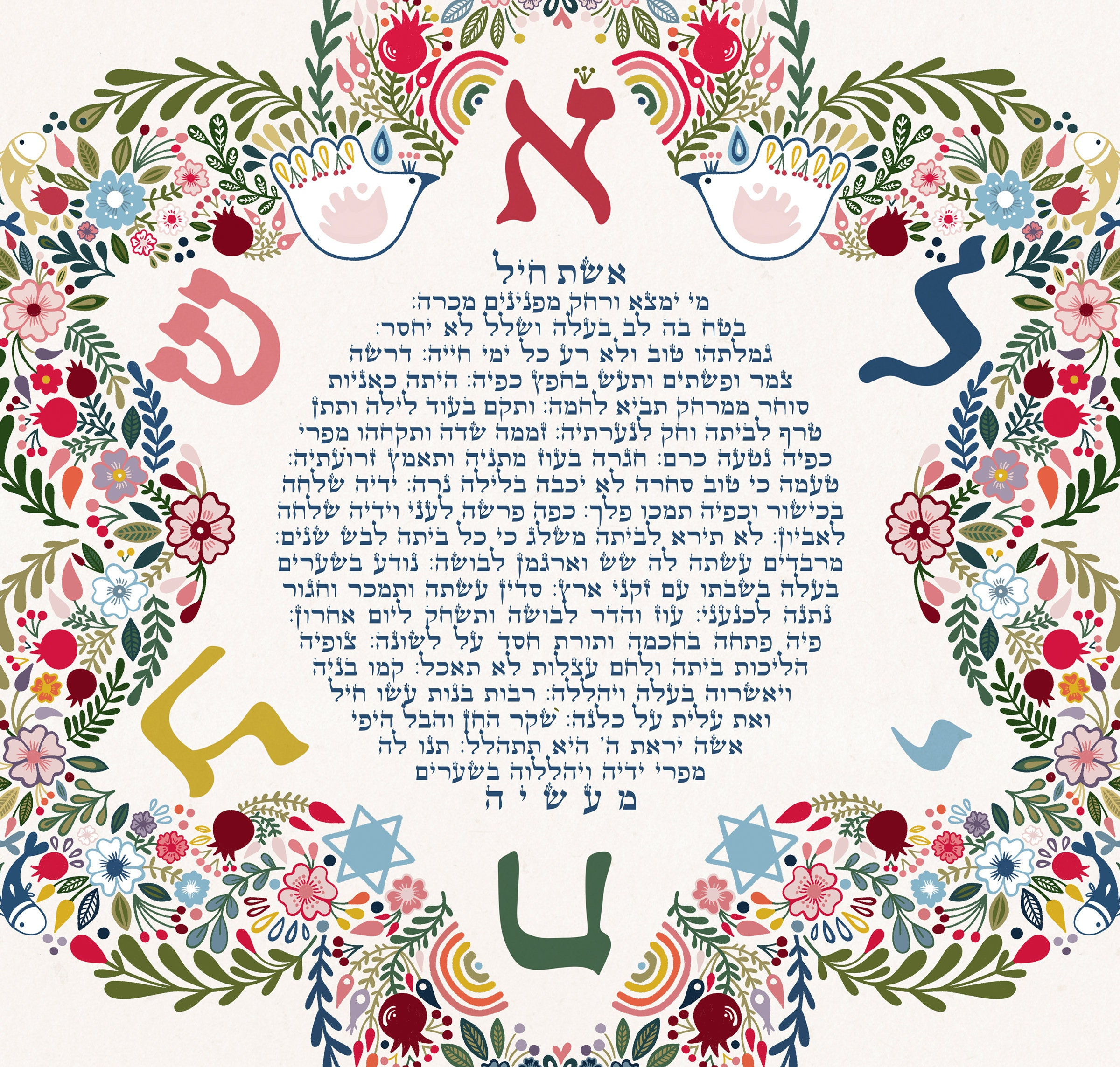 Eshet Chayil Woman Of Valor Jewish Gift I Floral Star Of David inside 8X10 Eishes Chayil Image Png Image Printable